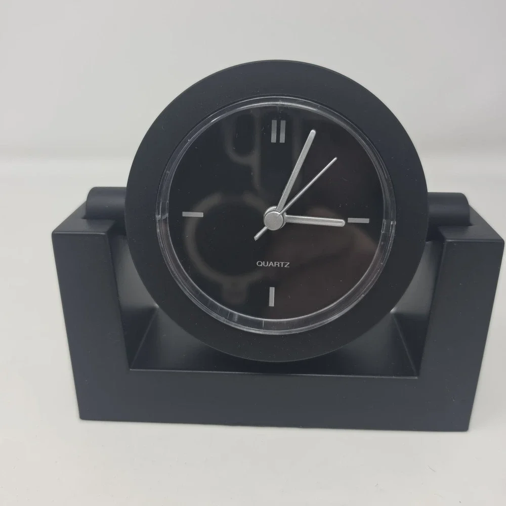 Classic Black Quartz Desk Top Clock 5x5 Inches - New Old Stock